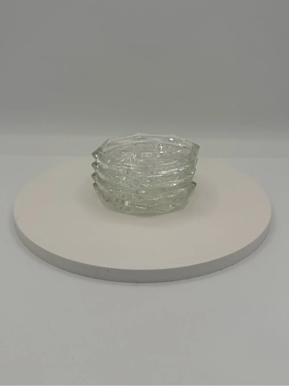 Vintage Bohemia Crystal Coasters Set of 4 Star Pinwheel Czechoslovakia In Box